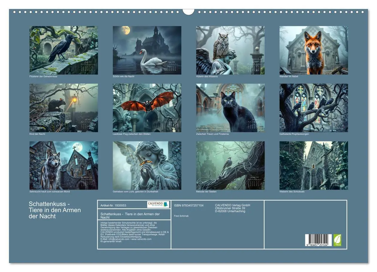 Bild: 9783457257104 | Schattenkuss - Tiere in den Armen der Nacht (Wandkalender 2026 DIN...