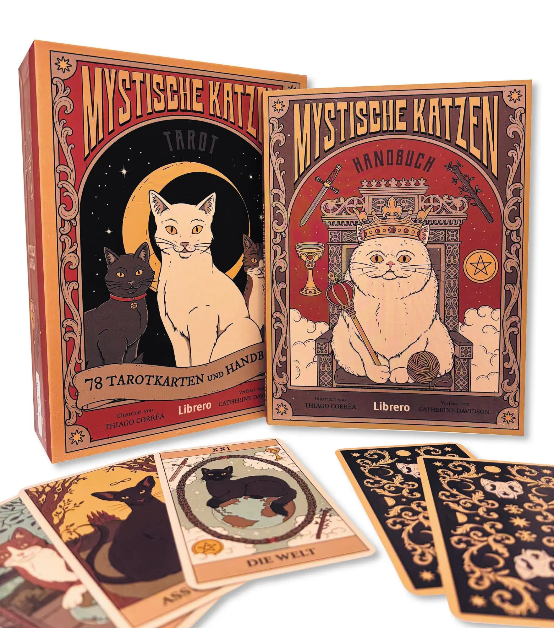 Bild: 9789463597104 | Tarot Mystische Katzen | 78 Tarotkarten und Handbuch | Davidson | Buch