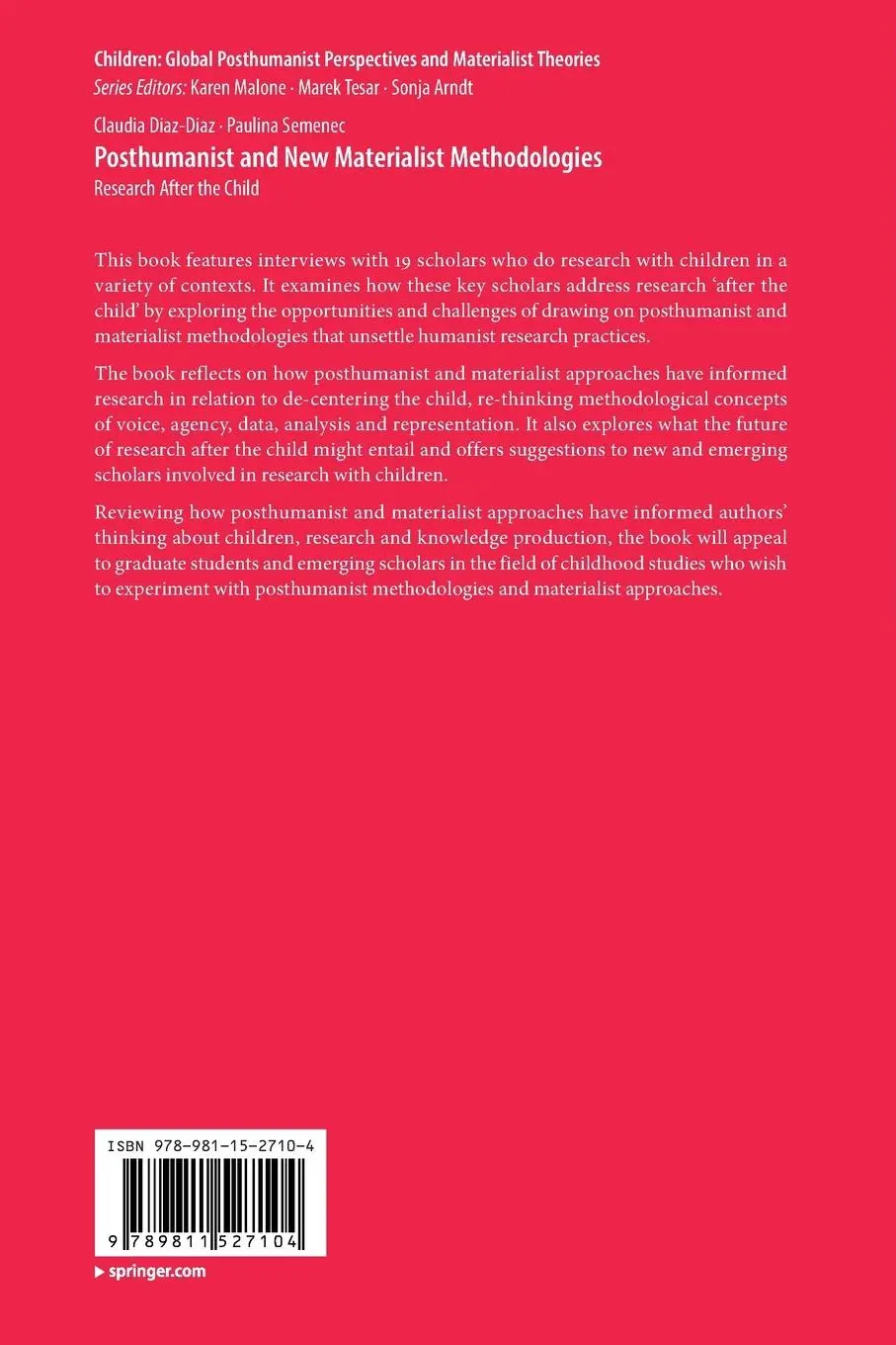 Rückseite: 9789811527104 | Posthumanist and New Materialist Methodologies | Semenec (u. a.) | xx