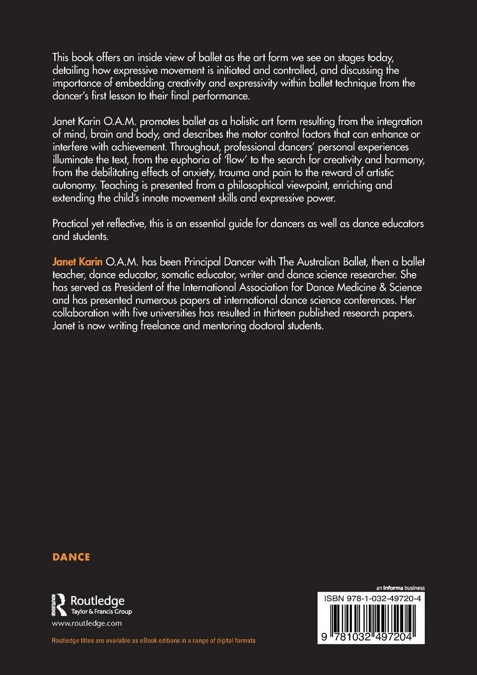 Rückseite: 9781032497204 | The Art and Science of Ballet Dancing and Teaching | Janet Karin