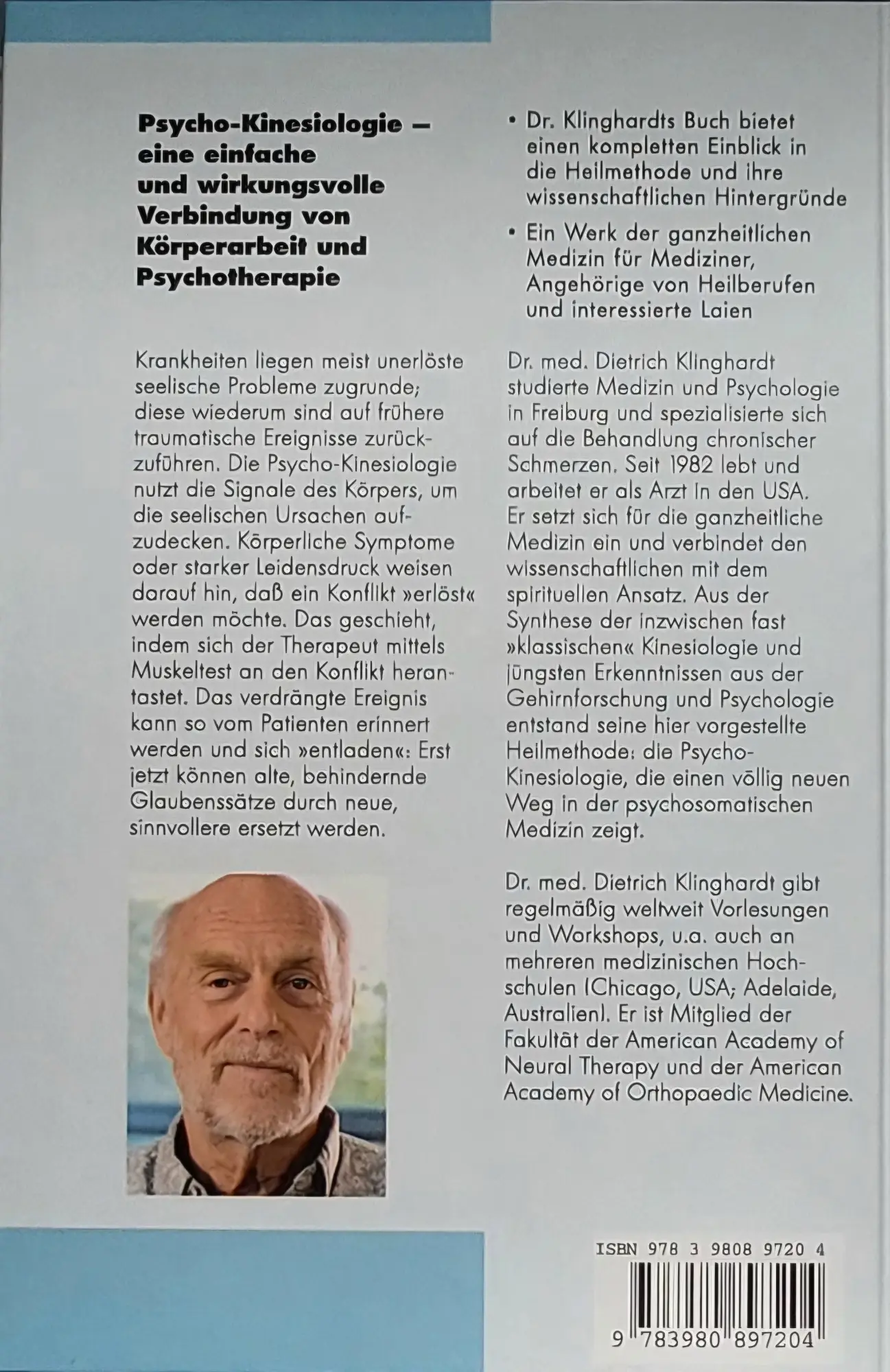 Rückseite: 9783980897204 | Lehrbuch der Psycho-Kinesiologie | Dietrich Klinghardt | Buch | 2013