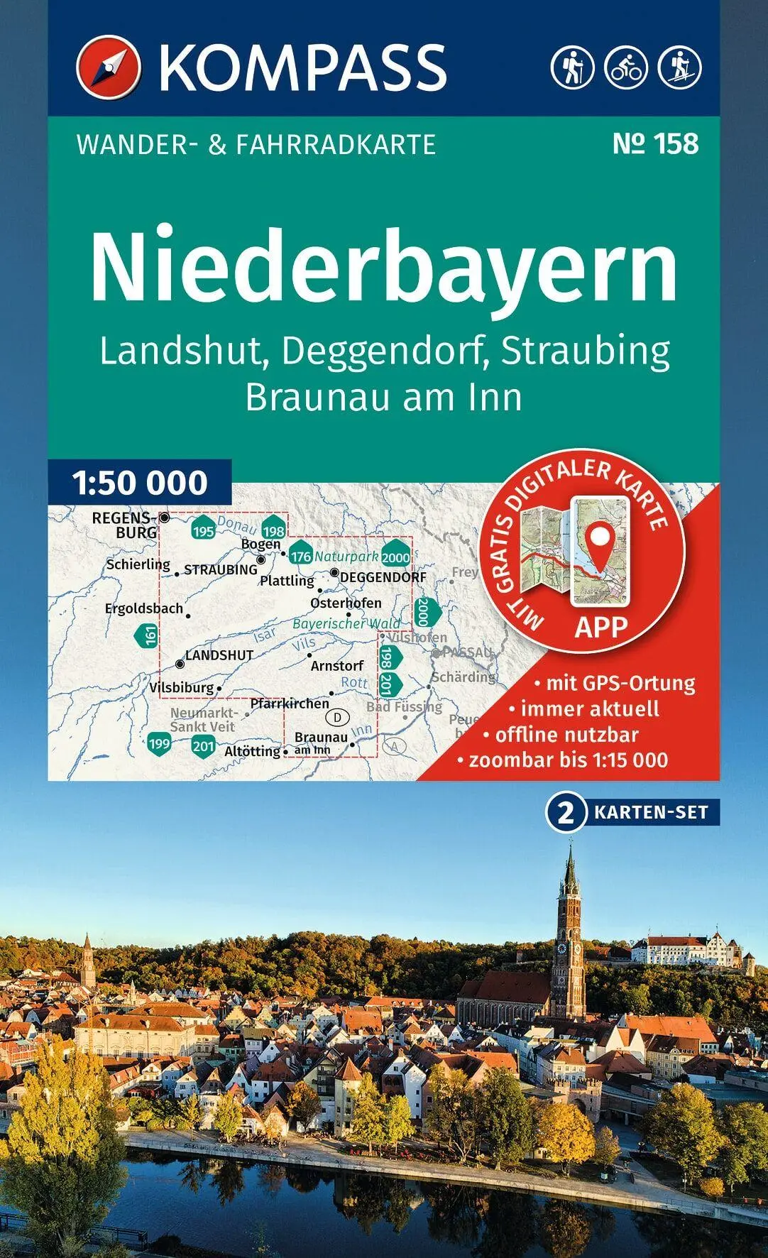 Cover: 9783991547204 | KOMPASS Wanderkarten-Set 158 Niederbayern (2 Karten) 1:50.000 | 2026