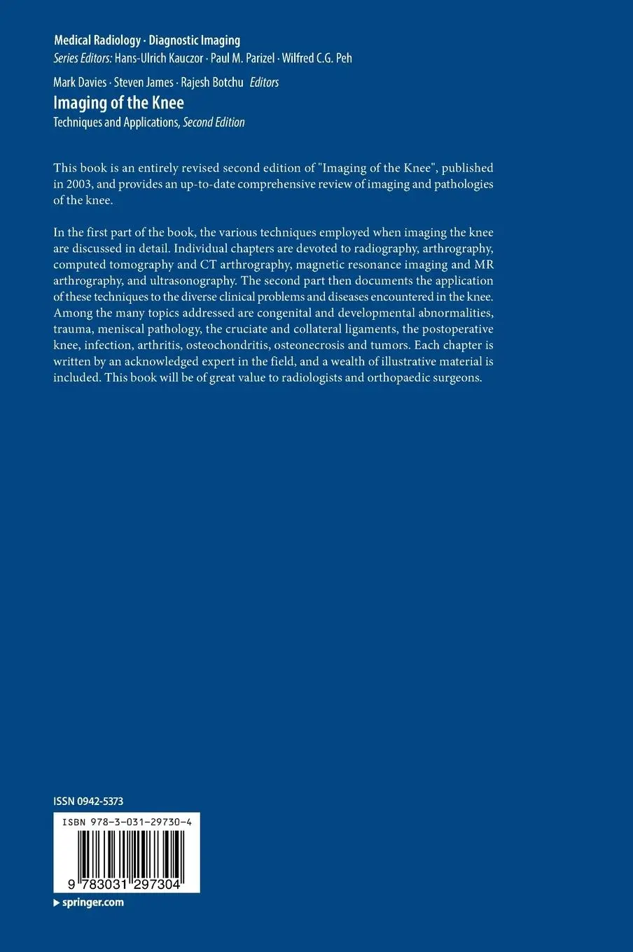 Rückseite: 9783031297304 | Imaging of the Knee | Techniques and Applications | Davies (u. a.)