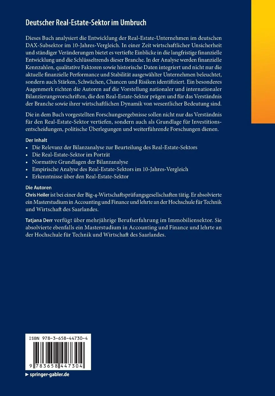 Rückseite: 9783658447304 | Deutscher Real-Estate-Sektor im Umbruch | Tatjana Derr (u. a.) | Buch