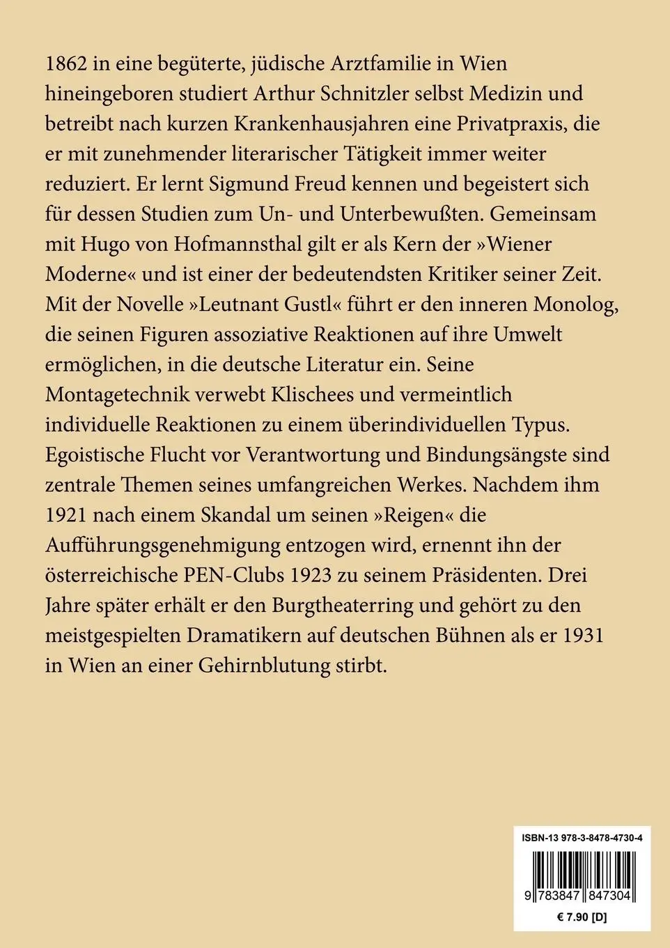 Rückseite: 9783847847304 | Sterben (Großdruck) | Novelle | Arthur Schnitzler | Taschenbuch | 2020