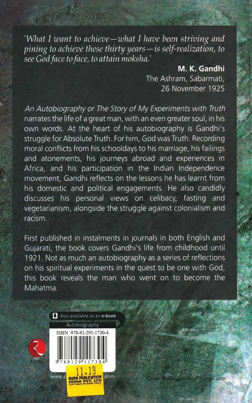 Rückseite: 9788129117304 | An Autobiography | M. K. Gandhi | Taschenbuch | Englisch | 2011 | Rupa