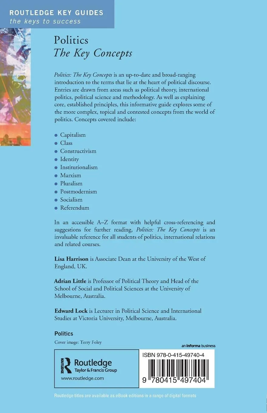 Rückseite: 9780415497404 | Politics | The Key Concepts | Lisa Harrison (u. a.) | Taschenbuch