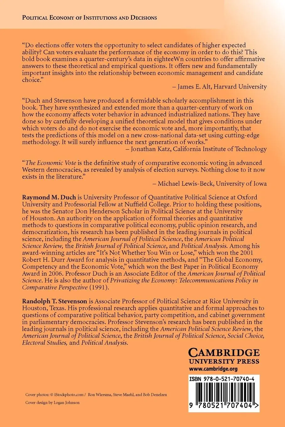 Rückseite: 9780521707404 | The Economic Vote | Raymond M. Duch (u. a.) | Taschenbuch | Englisch