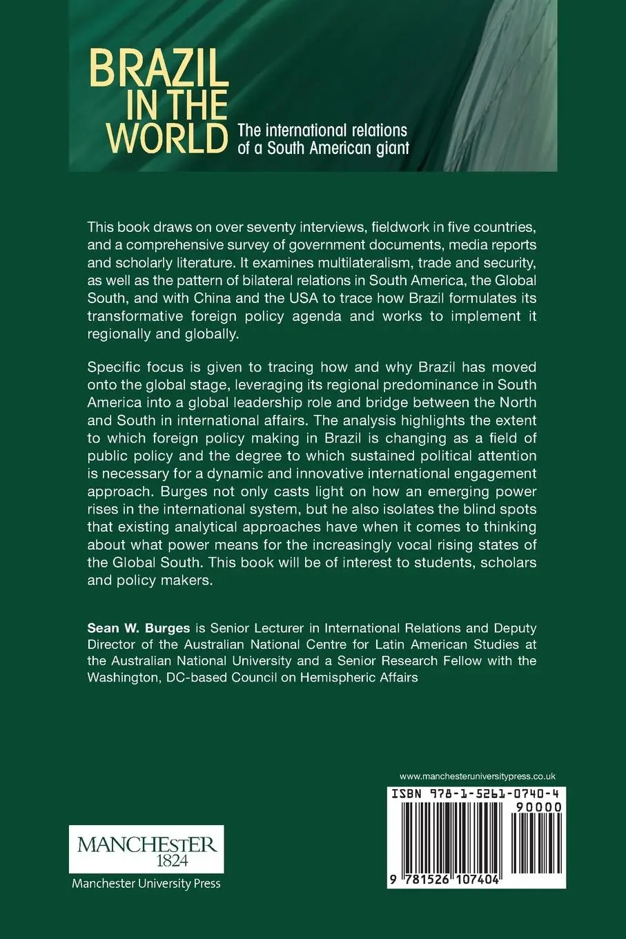 Rückseite: 9781526107404 | Brazil in the world | Sean W. Burges | Taschenbuch | Englisch | 2016