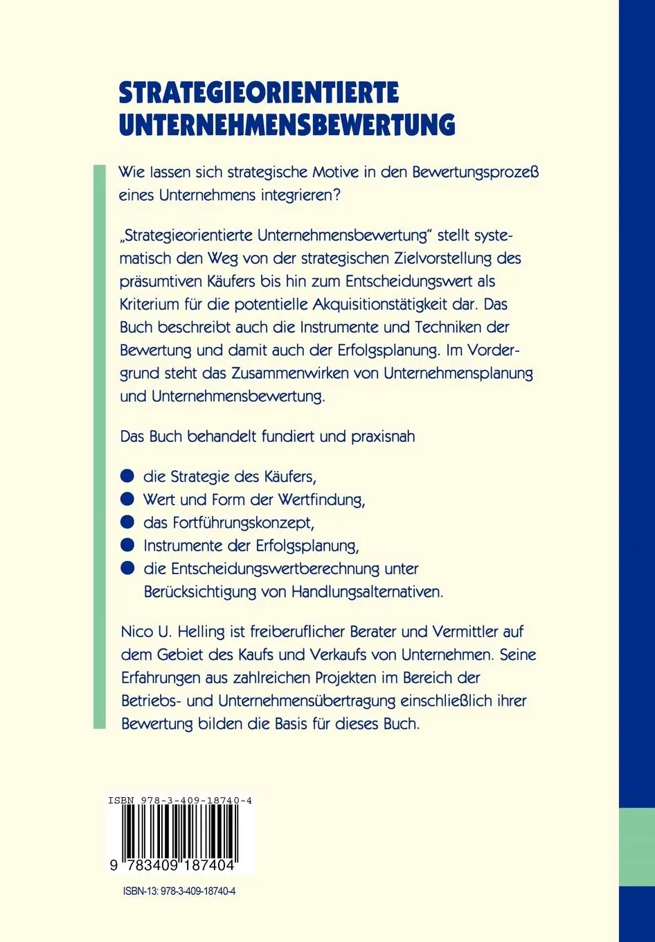 Rückseite: 9783409187404 | Strategieorientierte Unternehmensbewertung | Instrumente und Techniken