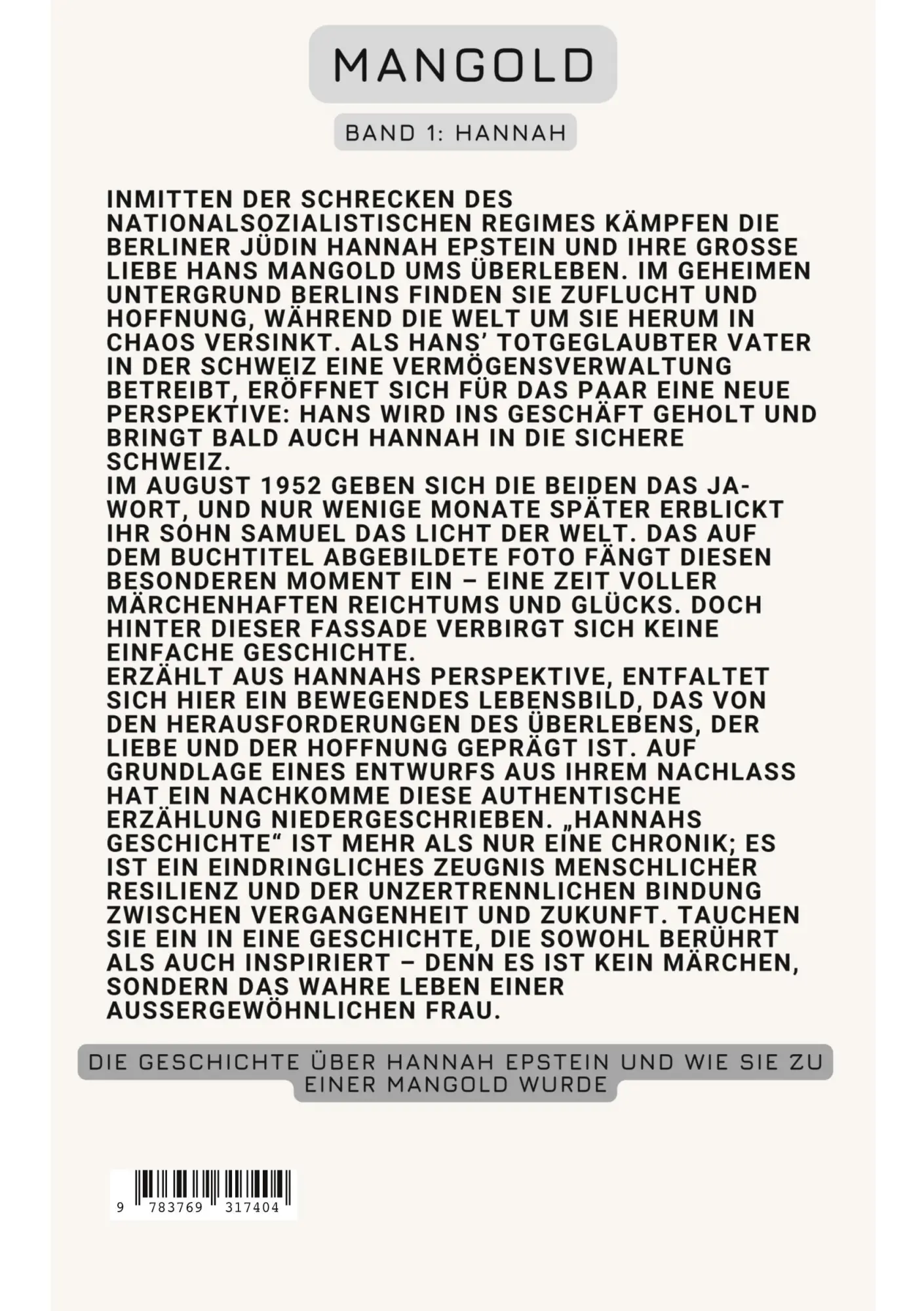Rückseite: 9783769317404 | Mangold | Band 1: Hannah | Binjamin Zwi | Taschenbuch | Mangold | 2024