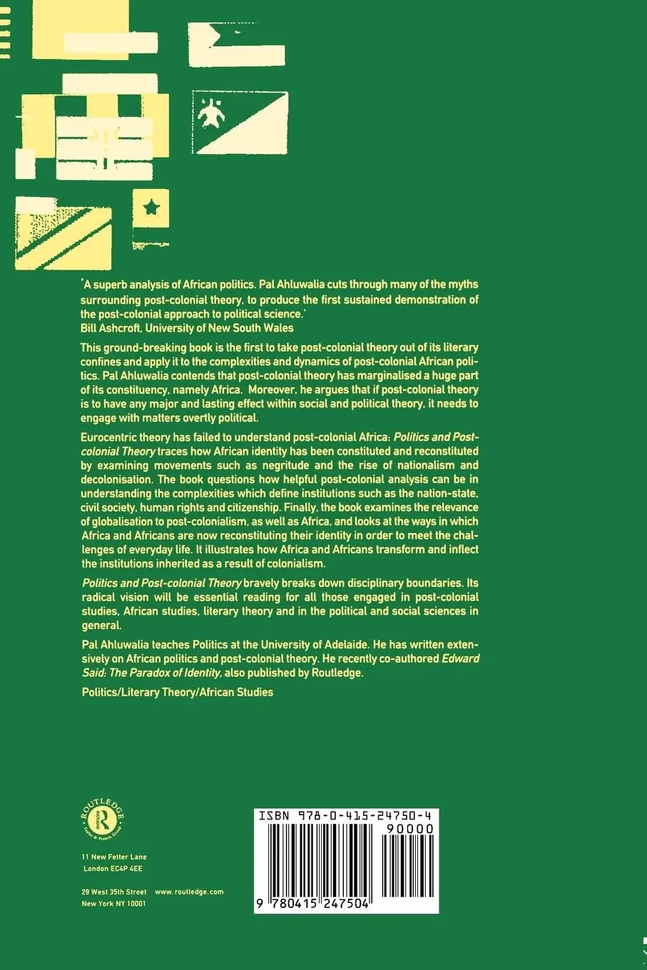 Rückseite: 9780415247504 | Politics and Post-Colonial Theory | African Inflections | Ahluwalia