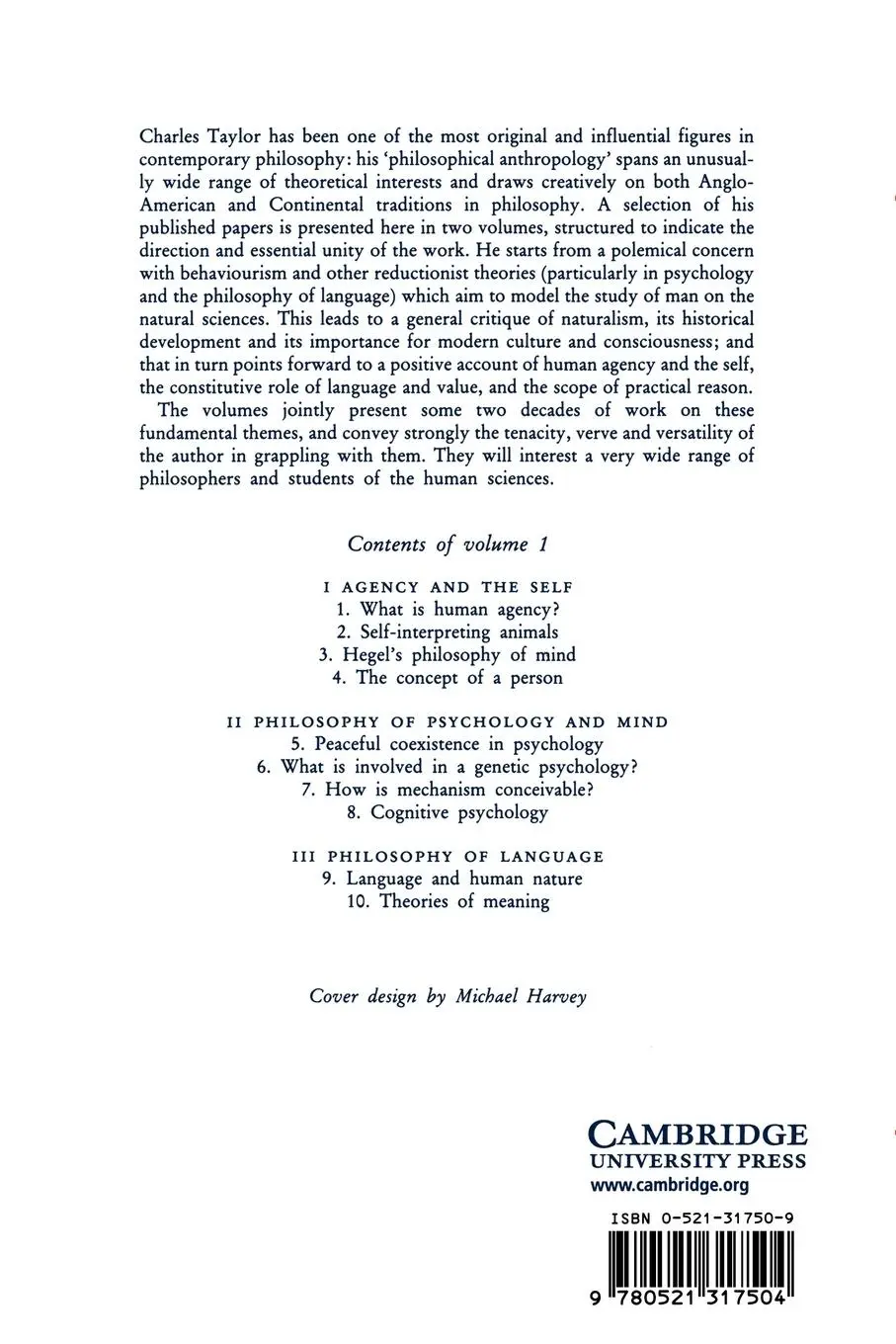 Rückseite: 9780521317504 | Philosophical Papers | Volume 1, Human Agency and Language | Buch