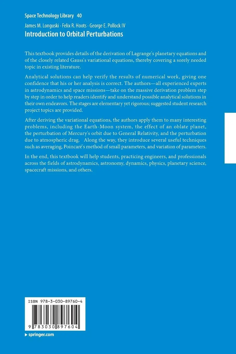 Rückseite: 9783030897604 | Introduction to Orbital Perturbations | James M. Longuski (u. a.)