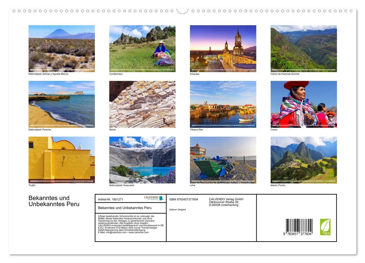 Bild: 9783457377604 | Bekanntes und Unbekanntes Peru (hochwertiger Premium Wandkalender...