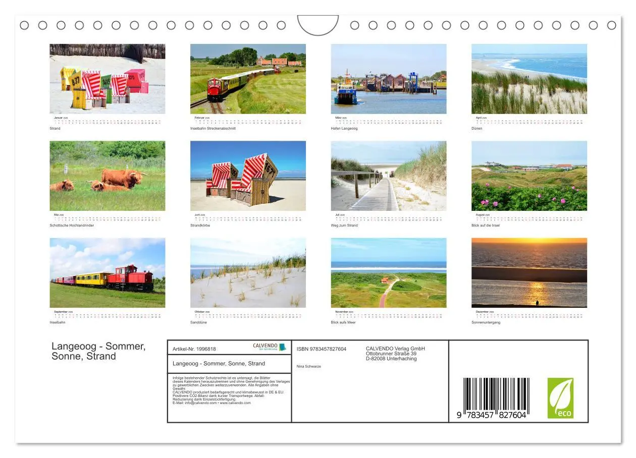 Bild: 9783457827604 | Langeoog - Sommer, Sonne, Strand (Wandkalender 2026 DIN A4 quer),...