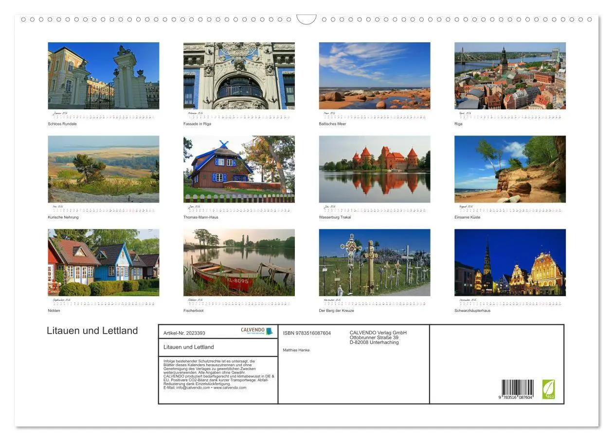 Bild: 9783516087604 | Litauen und Lettland (Wandkalender 2026 DIN A2 quer), CALVENDO...
