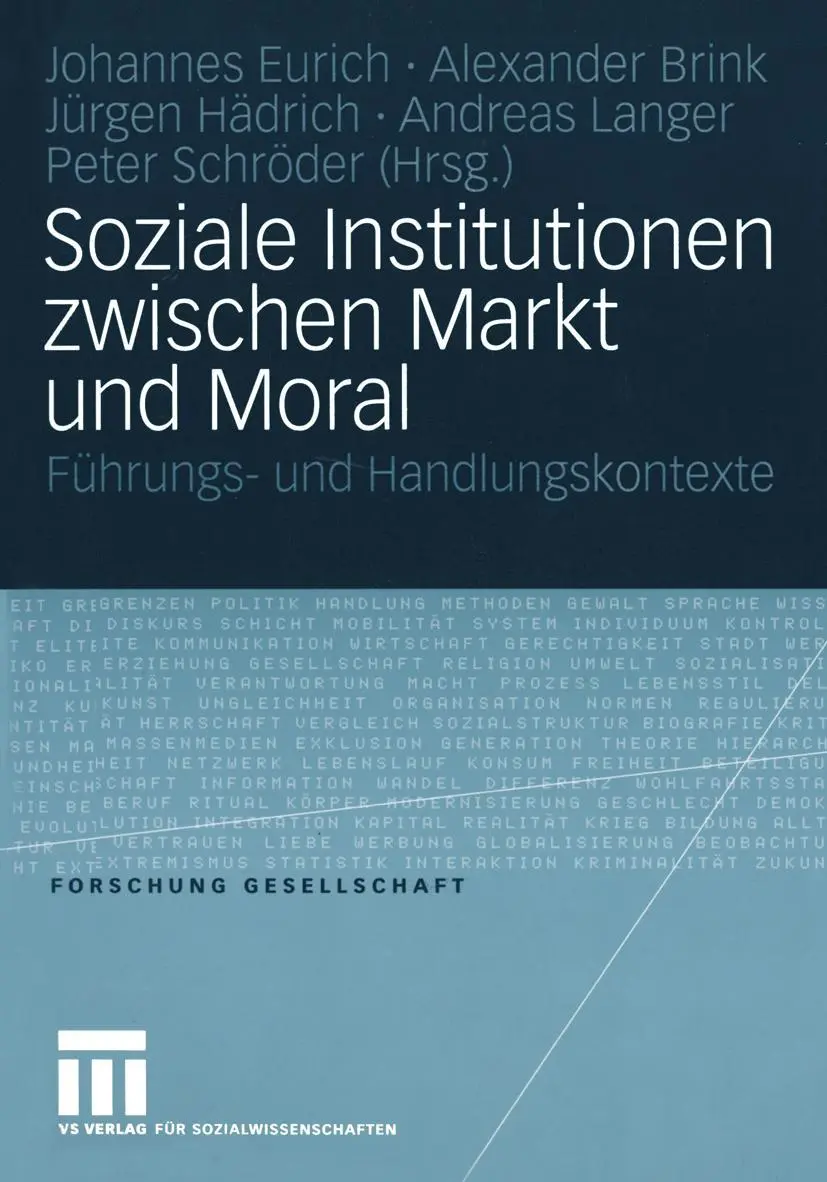 Cover: 9783531147604 | Soziale Institutionen zwischen Markt und Moral | Eurich (u. a.) | Buch