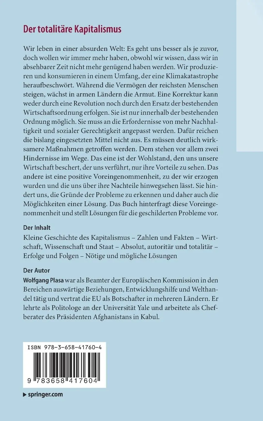 Rückseite: 9783658417604 | Der totalitäre Kapitalismus | Wolfgang Plasa | Taschenbuch | xxviii