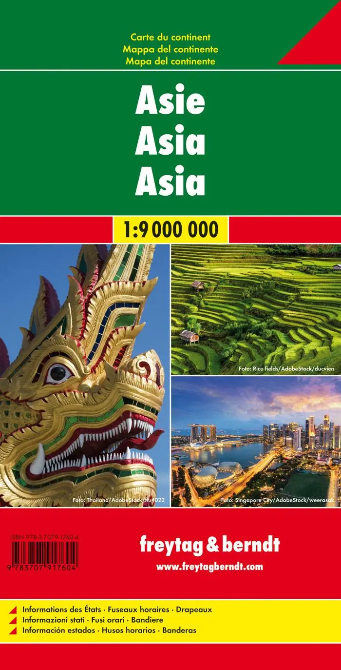 Rückseite: 9783707917604 | Asien, Kontinentkarte 1:9 000 000 | freytag &amp; berndt | (Land-)Karte