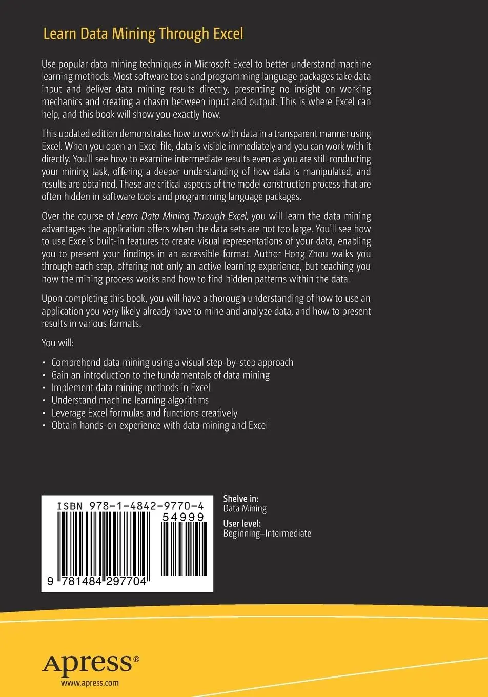 Rückseite: 9781484297704 | Learn Data Mining Through Excel | Hong Zhou | Taschenbuch | xi | 2023