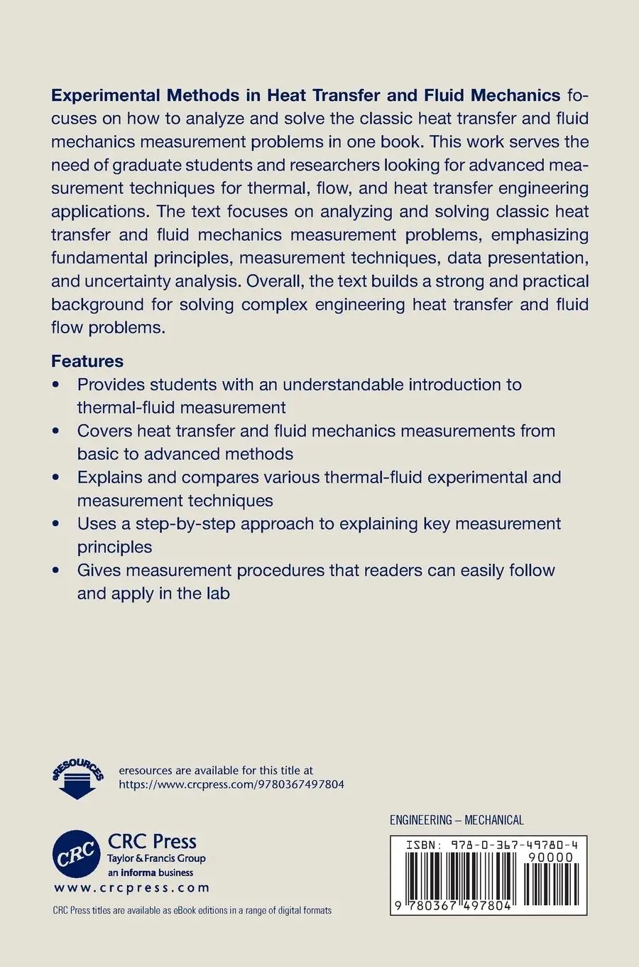 Rückseite: 9780367497804 | Experimental Methods in Heat Transfer and Fluid Mechanics | Buch