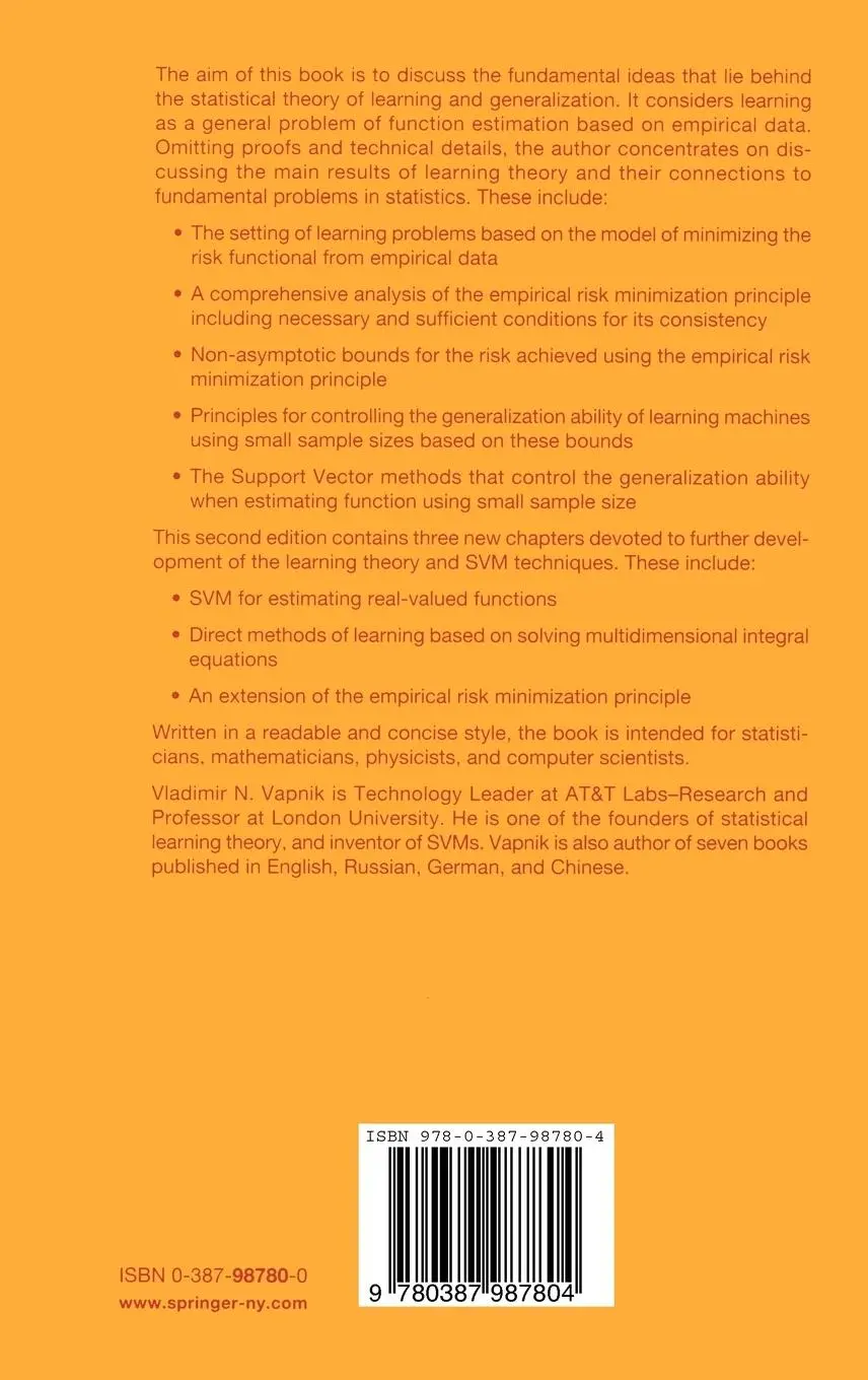 Rückseite: 9780387987804 | The Nature of Statistical Learning Theory | V. N. Vapnik | Buch | xx