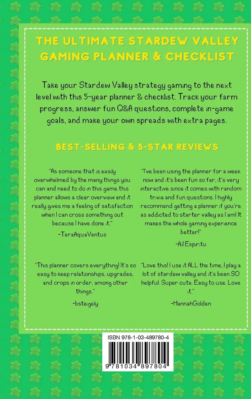 Rückseite: 9781034897804 | Stardew Valley Gaming Planner and Checklist | 1.5v | Studios | Buch