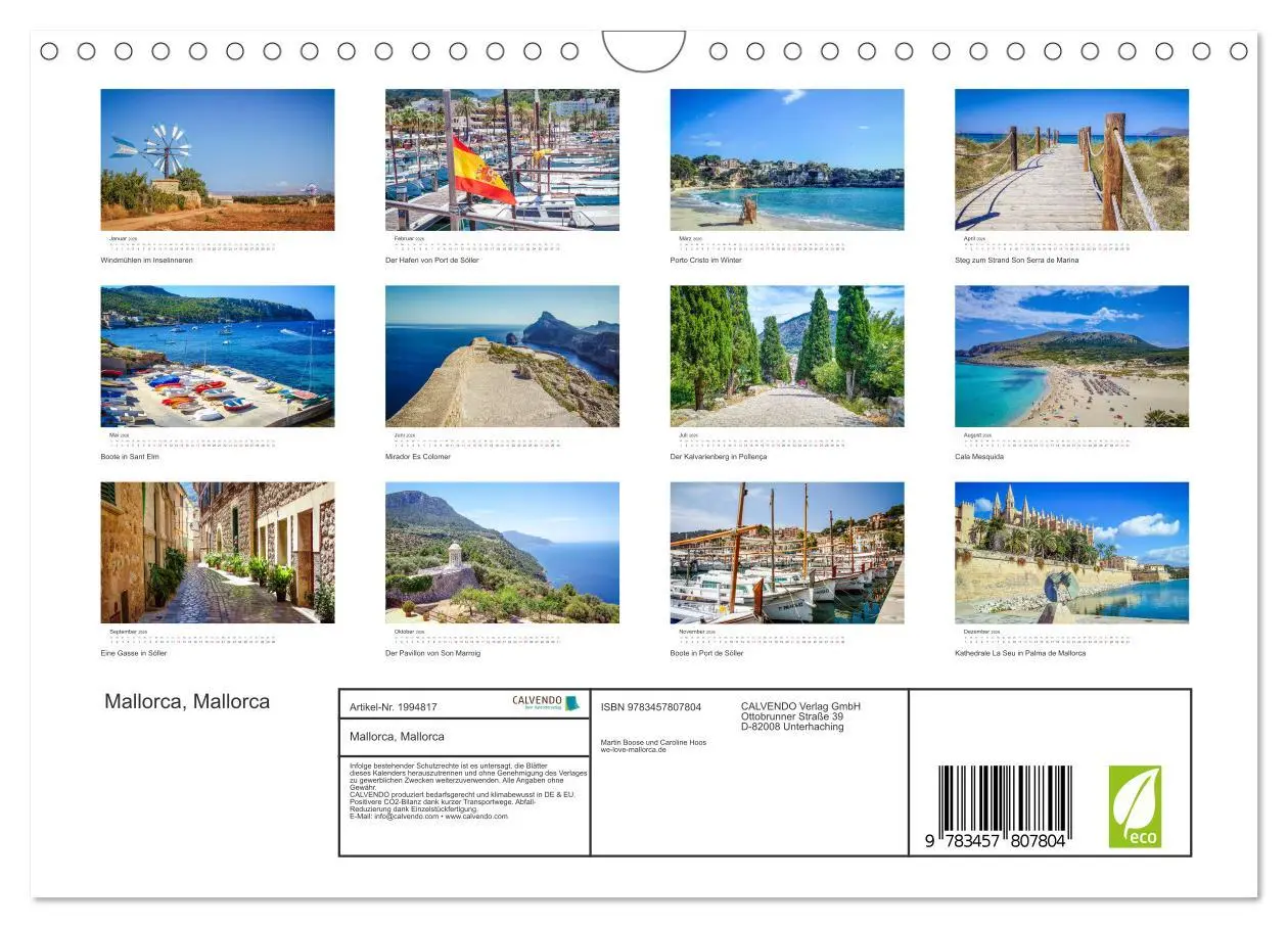 Bild: 9783457807804 | Mallorca, Mallorca (Wandkalender 2026 DIN A4 quer), CALVENDO...