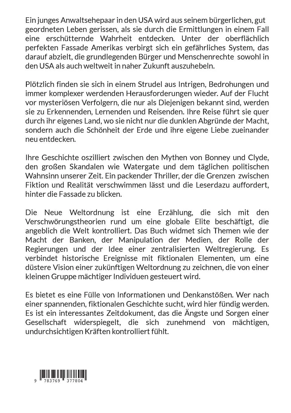 Rückseite: 9783769377804 | Die Neue Weltordnung | Generation X - Erzählung | Peter Boge | Buch