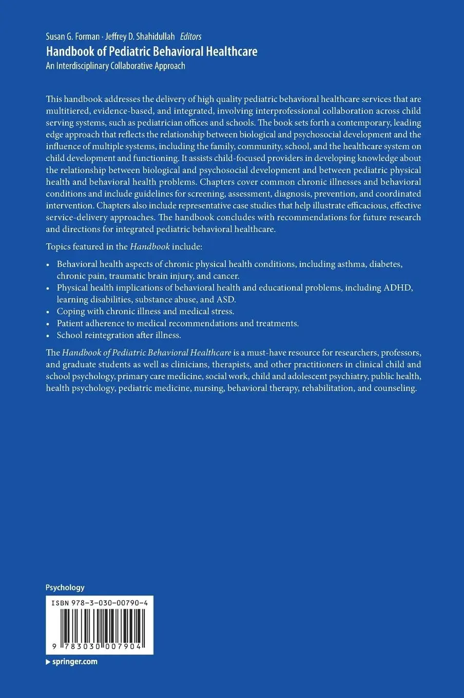 Rückseite: 9783030007904 | Handbook of Pediatric Behavioral Healthcare | Shahidullah (u. a.)