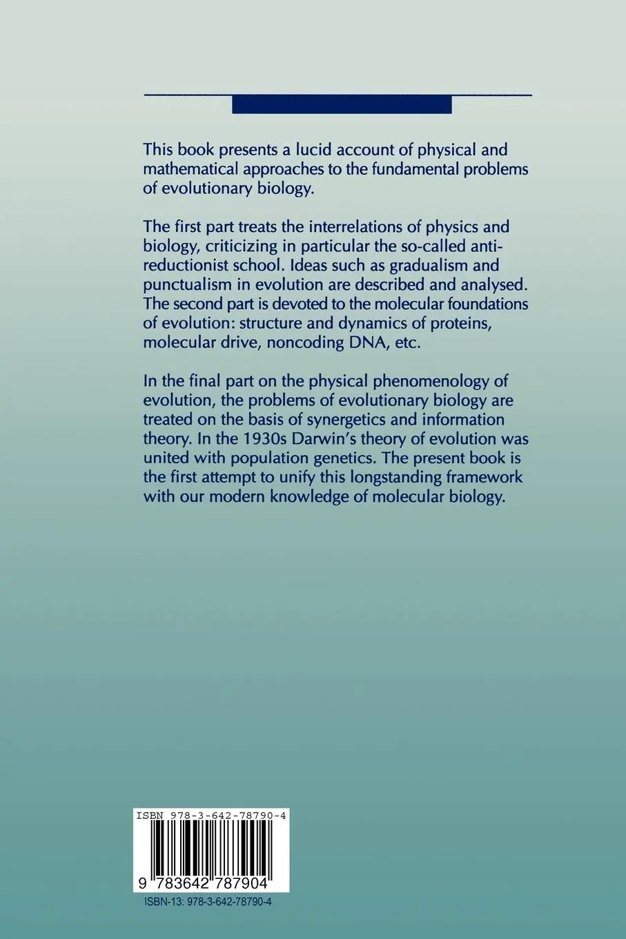 Rückseite: 9783642787904 | Physical Approaches to Biological Evolution | Mikhail V. Volkenstein