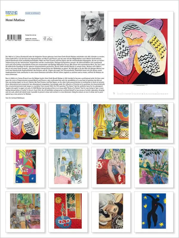 Bild: 9783731887904 | Matisse 2026 | Verlag Korsch | Kalender | 14 S. | Deutsch | 2026
