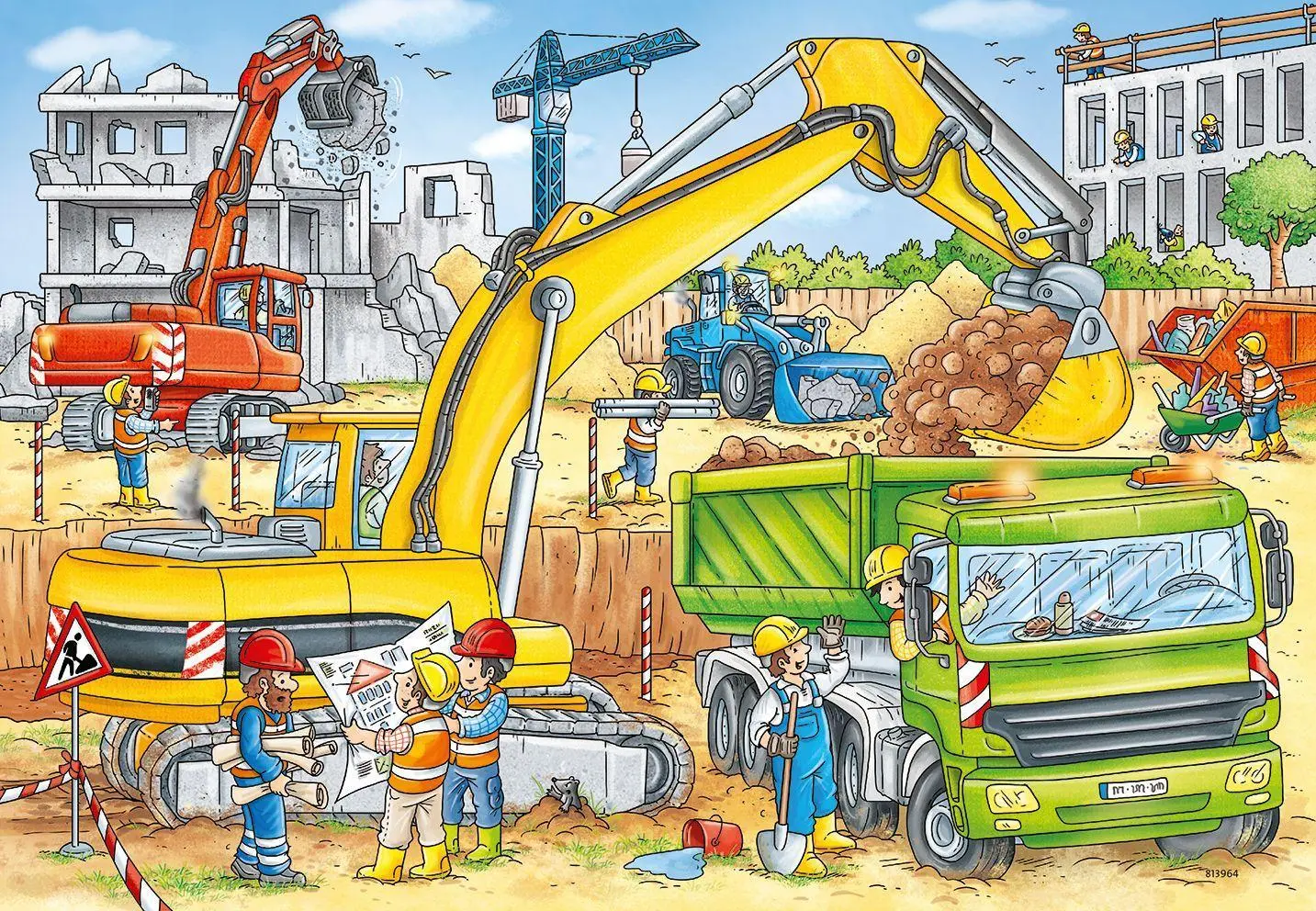 Bild: 4005556078004 | Viel zu tun auf der Baustelle. Puzzle 2 x 24 Teile | Stefan Lohr