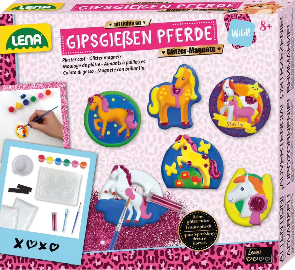 Cover: 4006942908004 | LENA 42710 - Gipsgießen Pferde Glitzer-Magnete | 42710 | deutsch