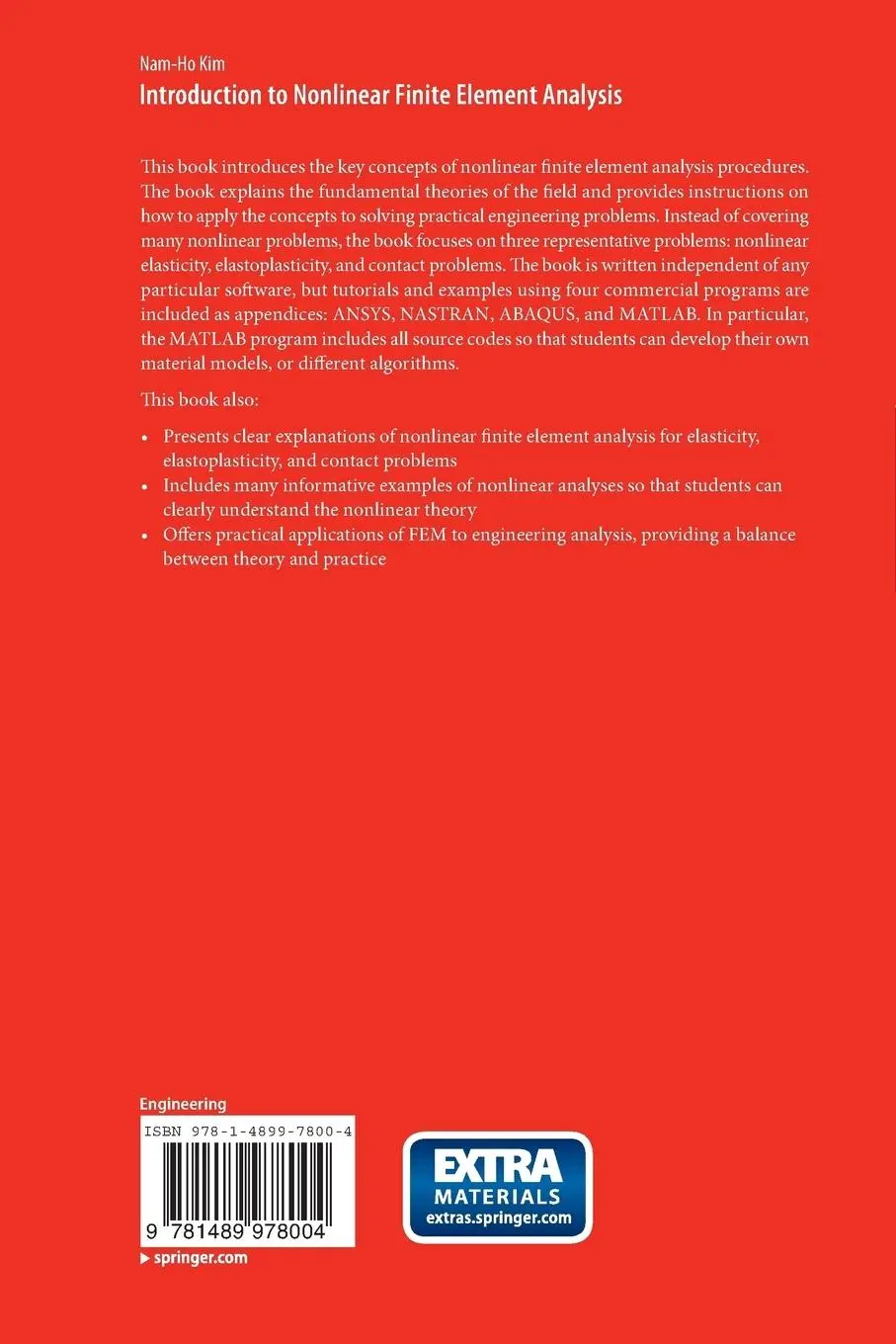 Rückseite: 9781489978004 | Introduction to Nonlinear Finite Element Analysis | Nam-Ho Kim | Buch