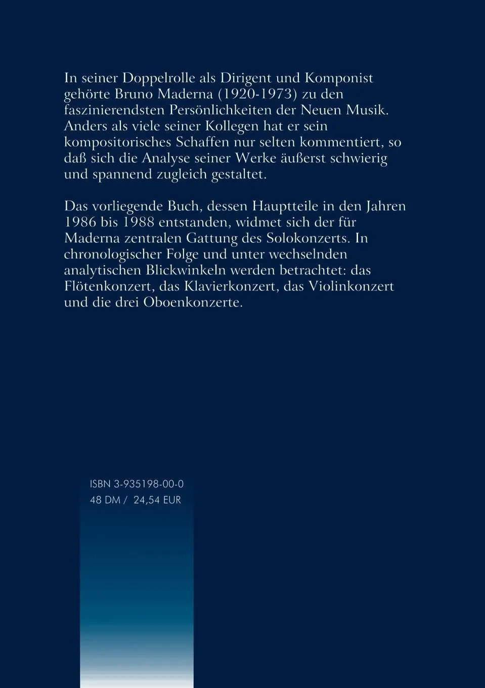 Rückseite: 9783935198004 | Die Solokonzerte Bruno Madernas | Fragment 1986-88 | Böhlen | Buch