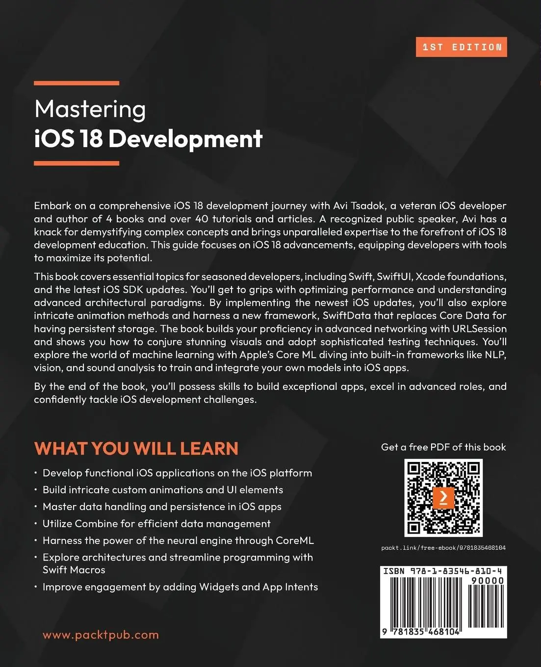 Rückseite: 9781835468104 | Mastering iOS 18 Development | Avi Tsadok | Taschenbuch | Englisch