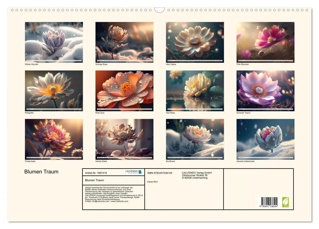 Bild: 9783457538104 | Blumen Traum (Wandkalender 2026 DIN A2 quer), CALVENDO Monatskalender