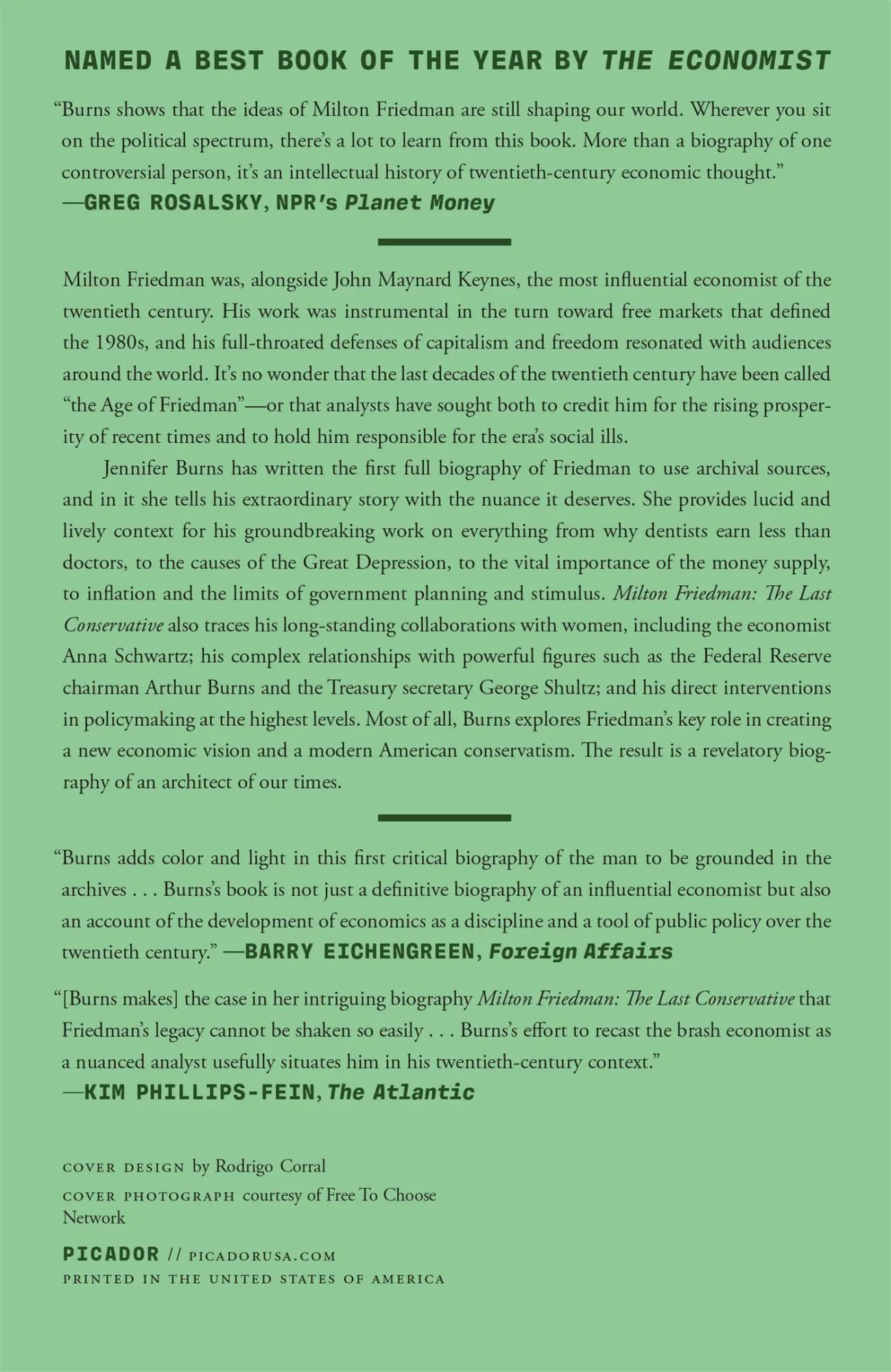 Rückseite: 9781250338204 | Milton Friedman | The Last Conservative | Jennifer Burns | Taschenbuch