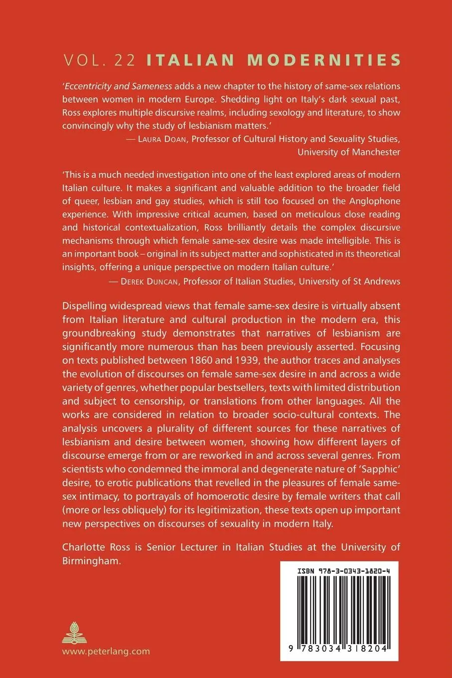 Rückseite: 9783034318204 | Eccentricity and Sameness | Charlotte Ross | Taschenbuch | Paperback