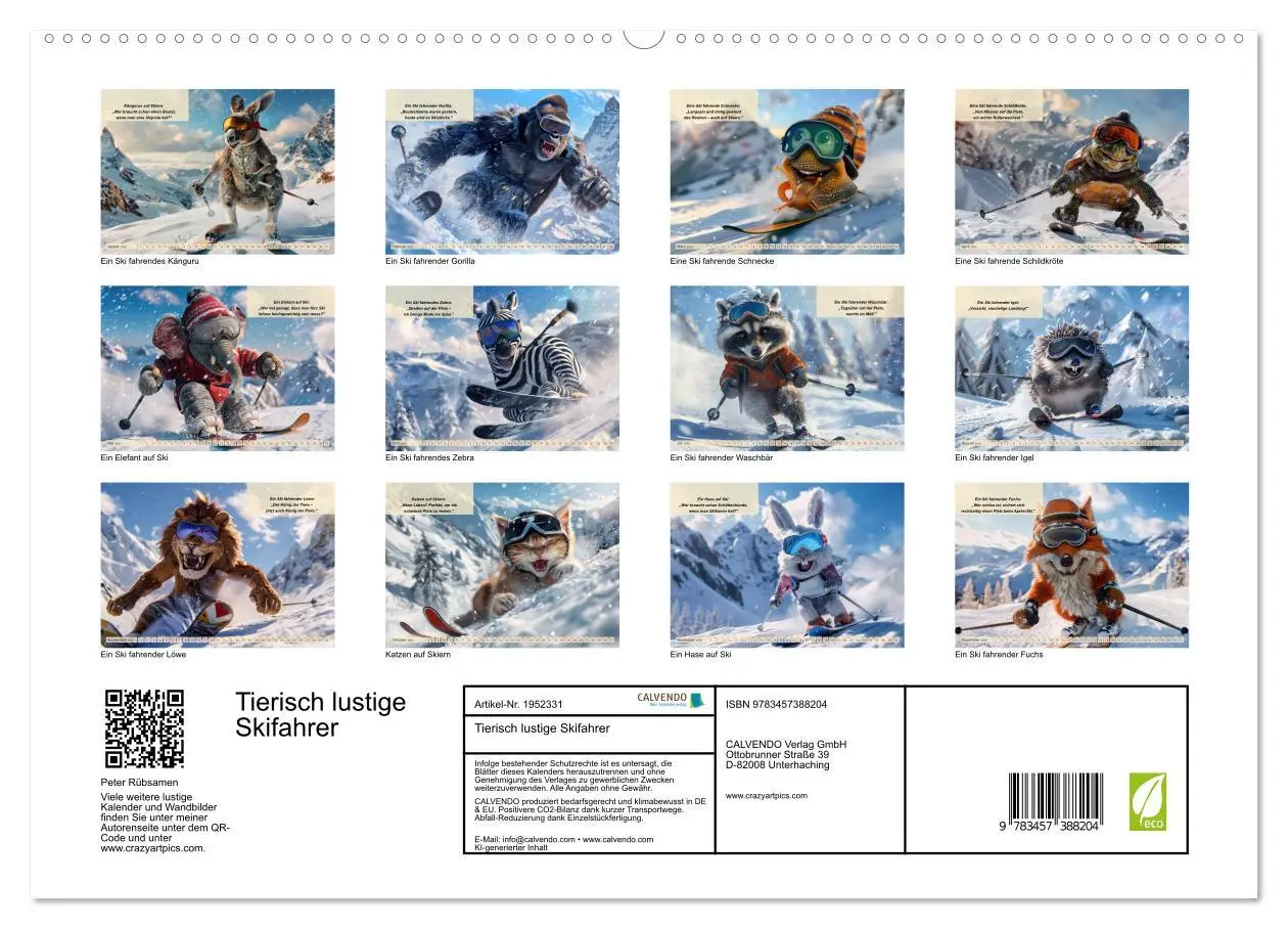 Bild: 9783457388204 | Tierisch lustige Skifahrer (hochwertiger Premium Wandkalender 2026...