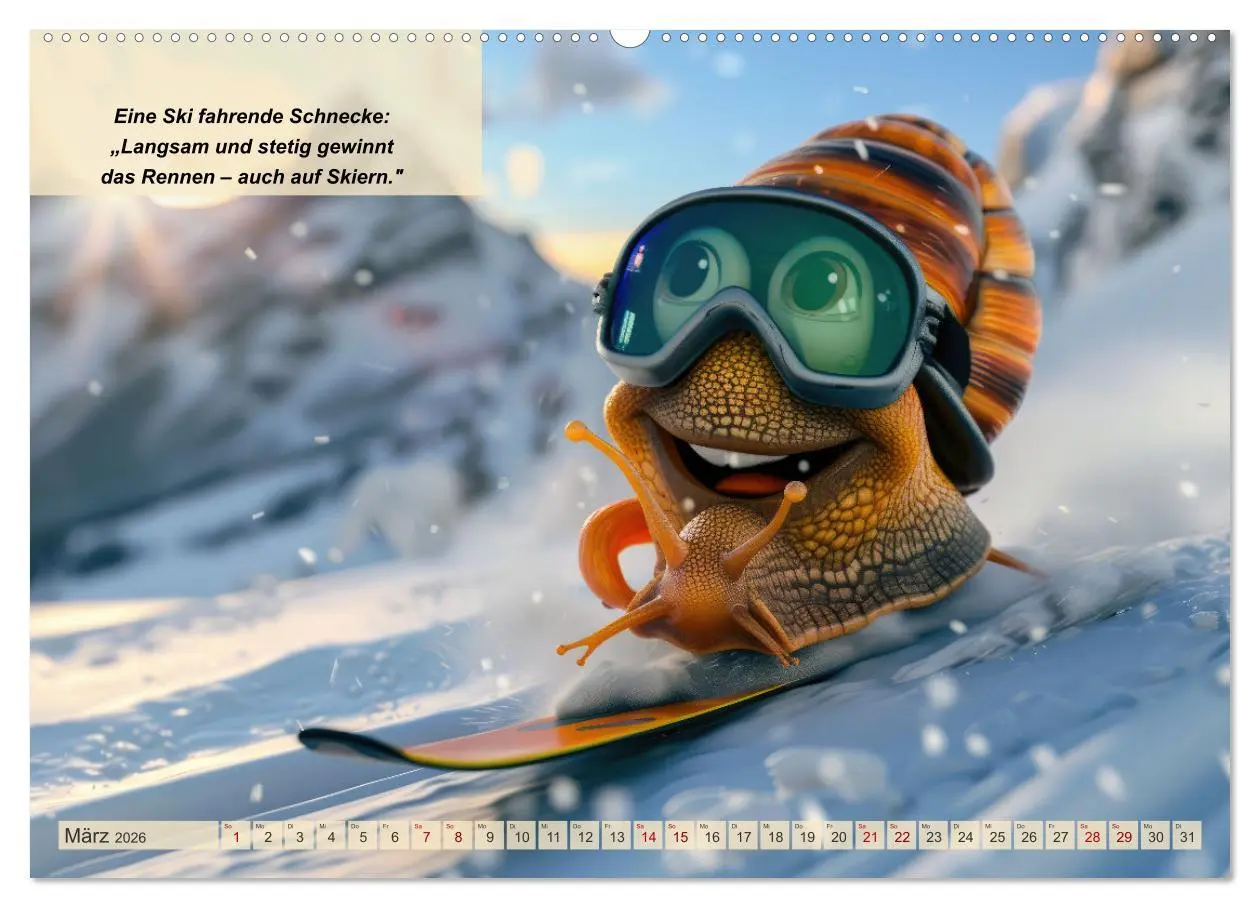 Bild: 9783457388204 | Tierisch lustige Skifahrer (hochwertiger Premium Wandkalender 2026...