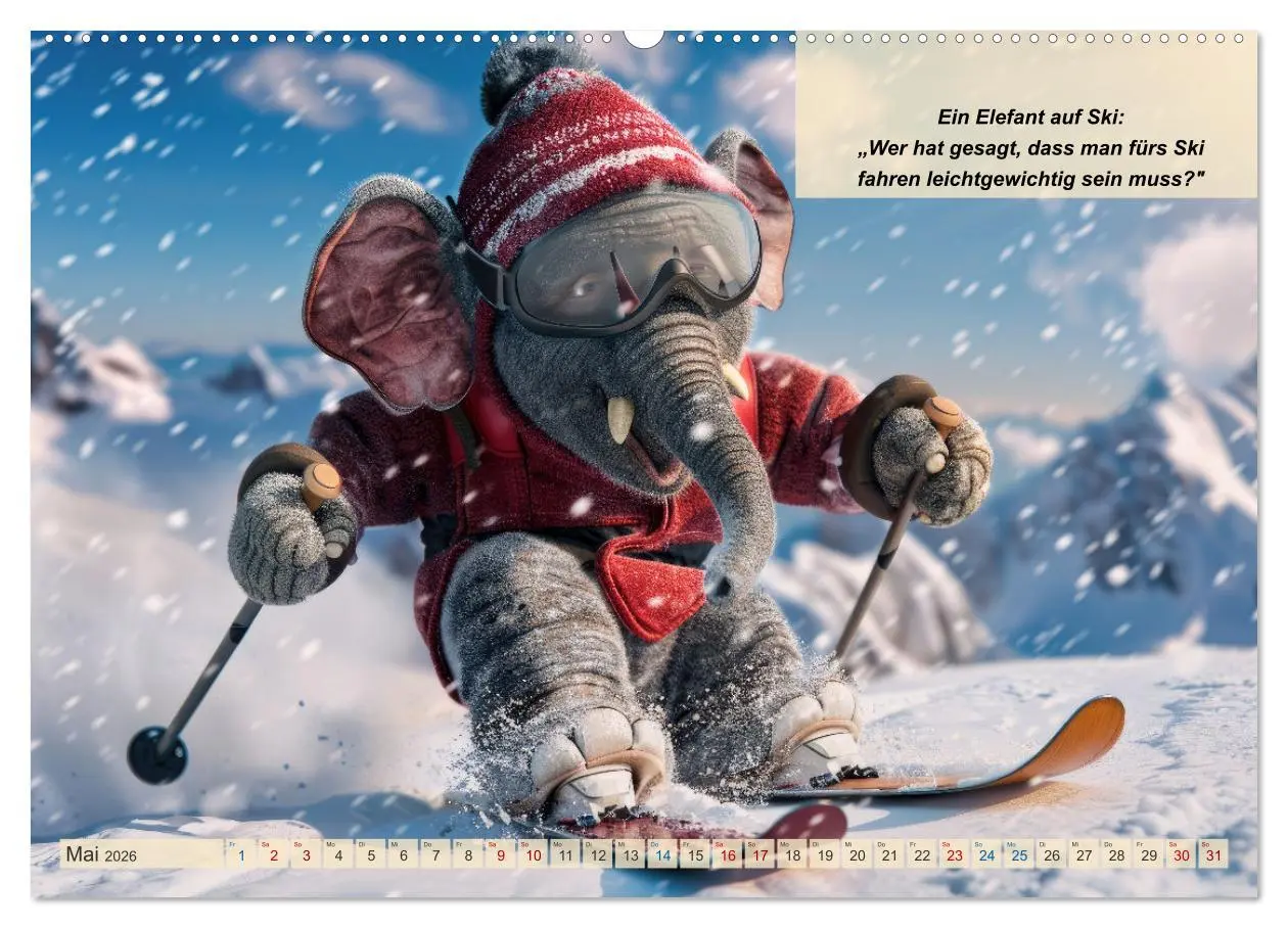 Bild: 9783457388204 | Tierisch lustige Skifahrer (hochwertiger Premium Wandkalender 2026...