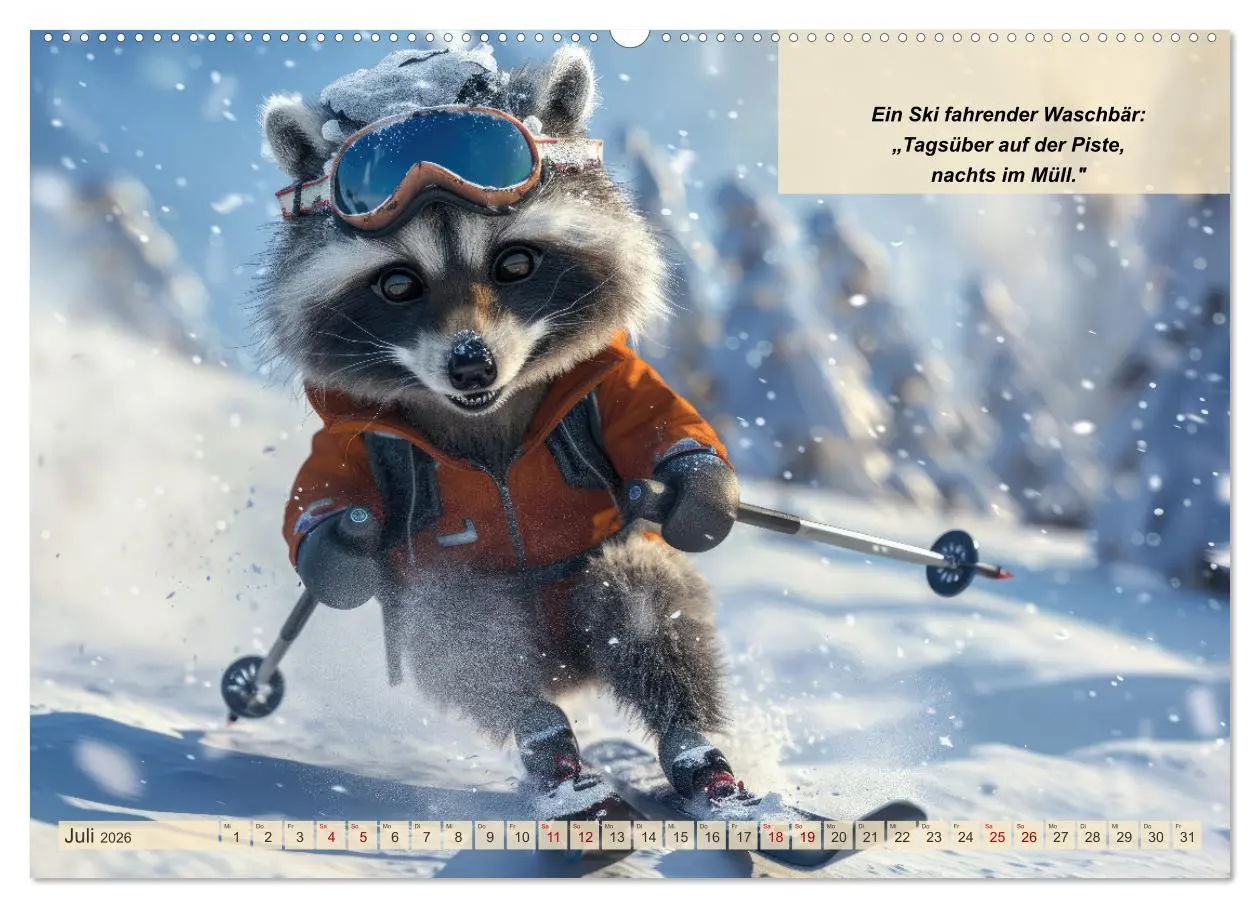 Bild: 9783457388204 | Tierisch lustige Skifahrer (hochwertiger Premium Wandkalender 2026...