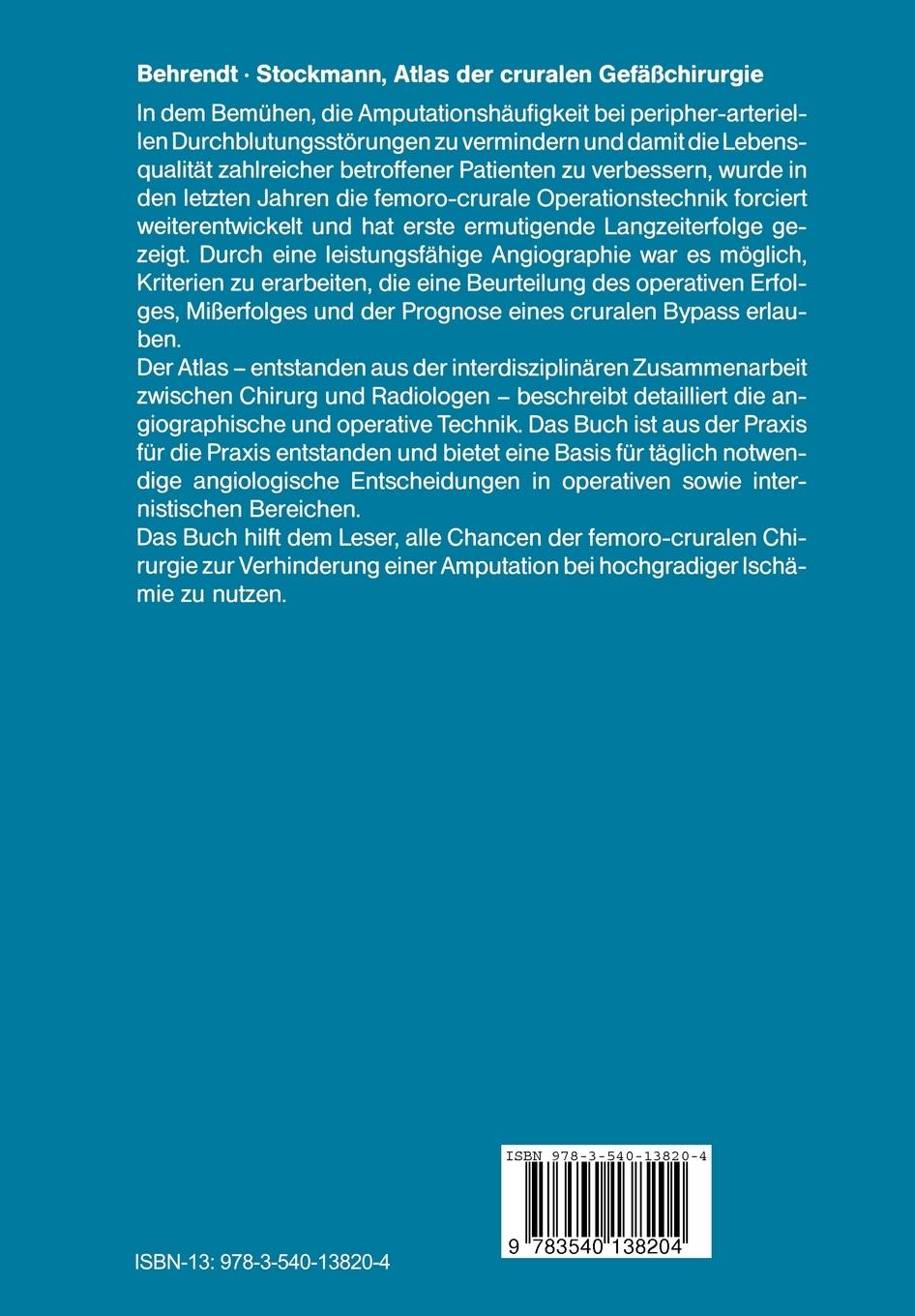 Rückseite: 9783540138204 | Atlas der cruralen Gefäßchirurgie | Christina Behrendt (u. a.) | Buch