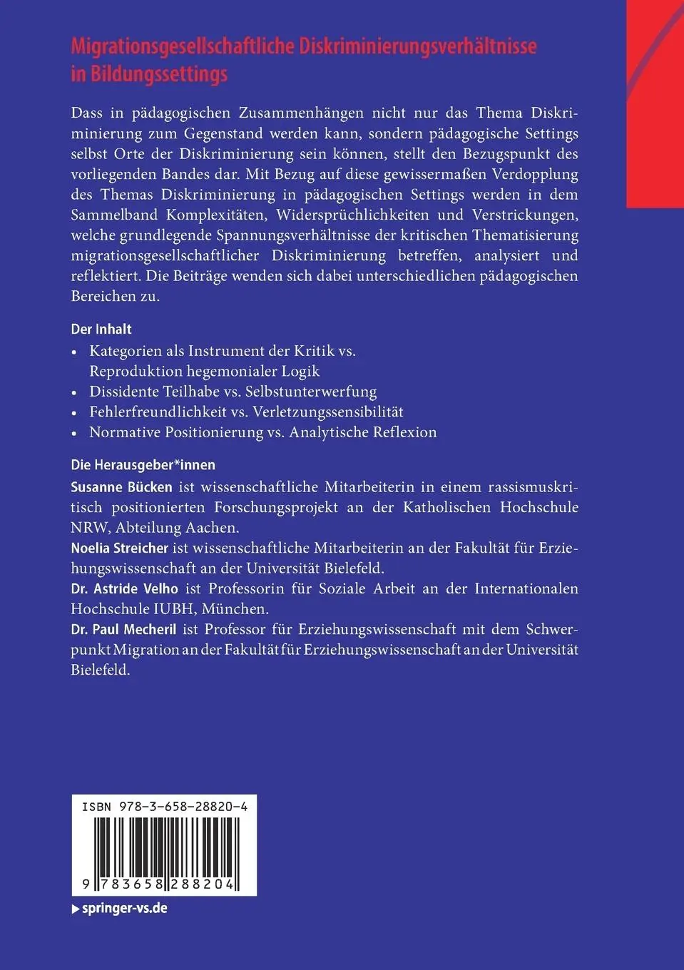 Rückseite: 9783658288204 | Migrationsgesellschaftliche Diskriminierungsverhältnisse in...