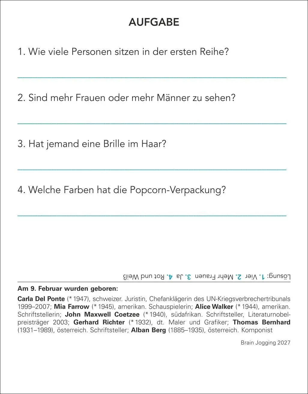 Bild: 9783840038204 | Brain Jogging Tagesabreißkalender 2027 - Gedächtnis, Konzentration,...