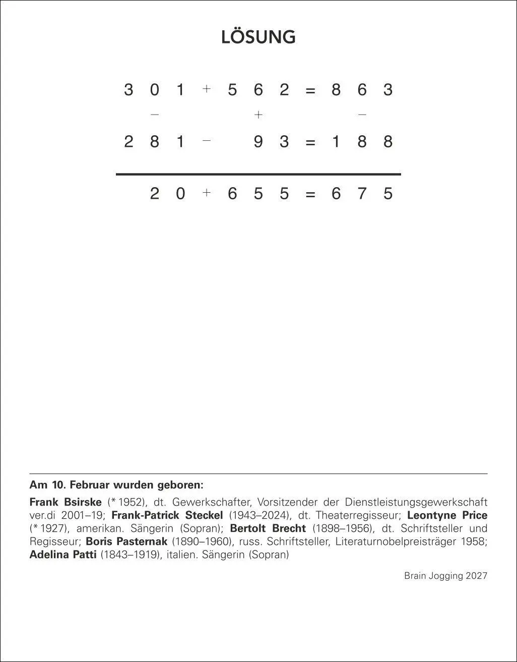 Bild: 9783840038204 | Brain Jogging Tagesabreißkalender 2027 - Gedächtnis, Konzentration,...