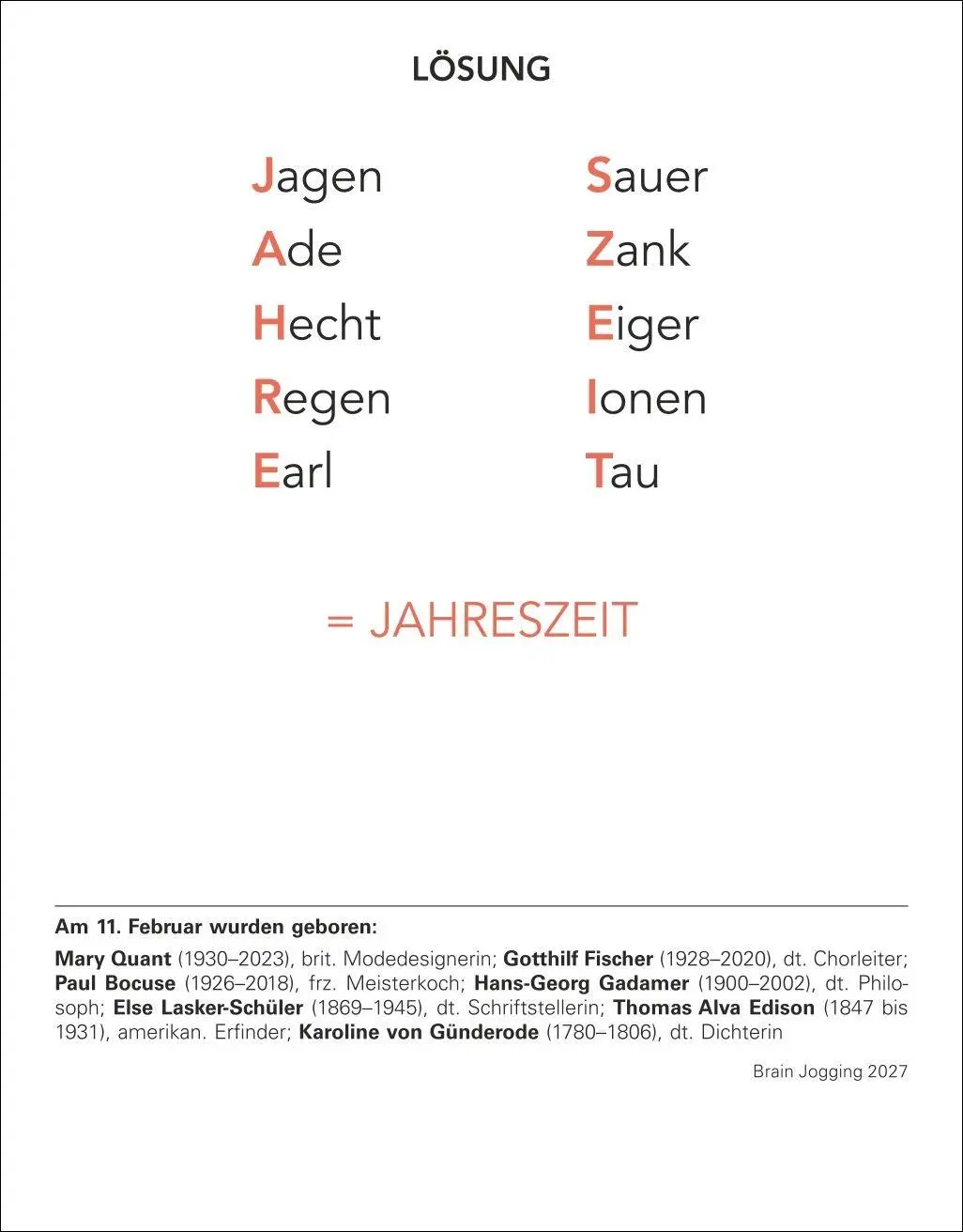 Bild: 9783840038204 | Brain Jogging Tagesabreißkalender 2027 - Gedächtnis, Konzentration,...